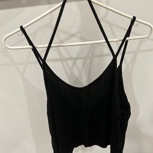 Black halter double strap tank
